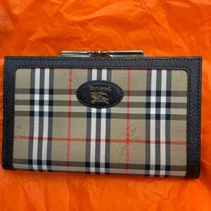 Burberry Beige and Black Checkered Wallet